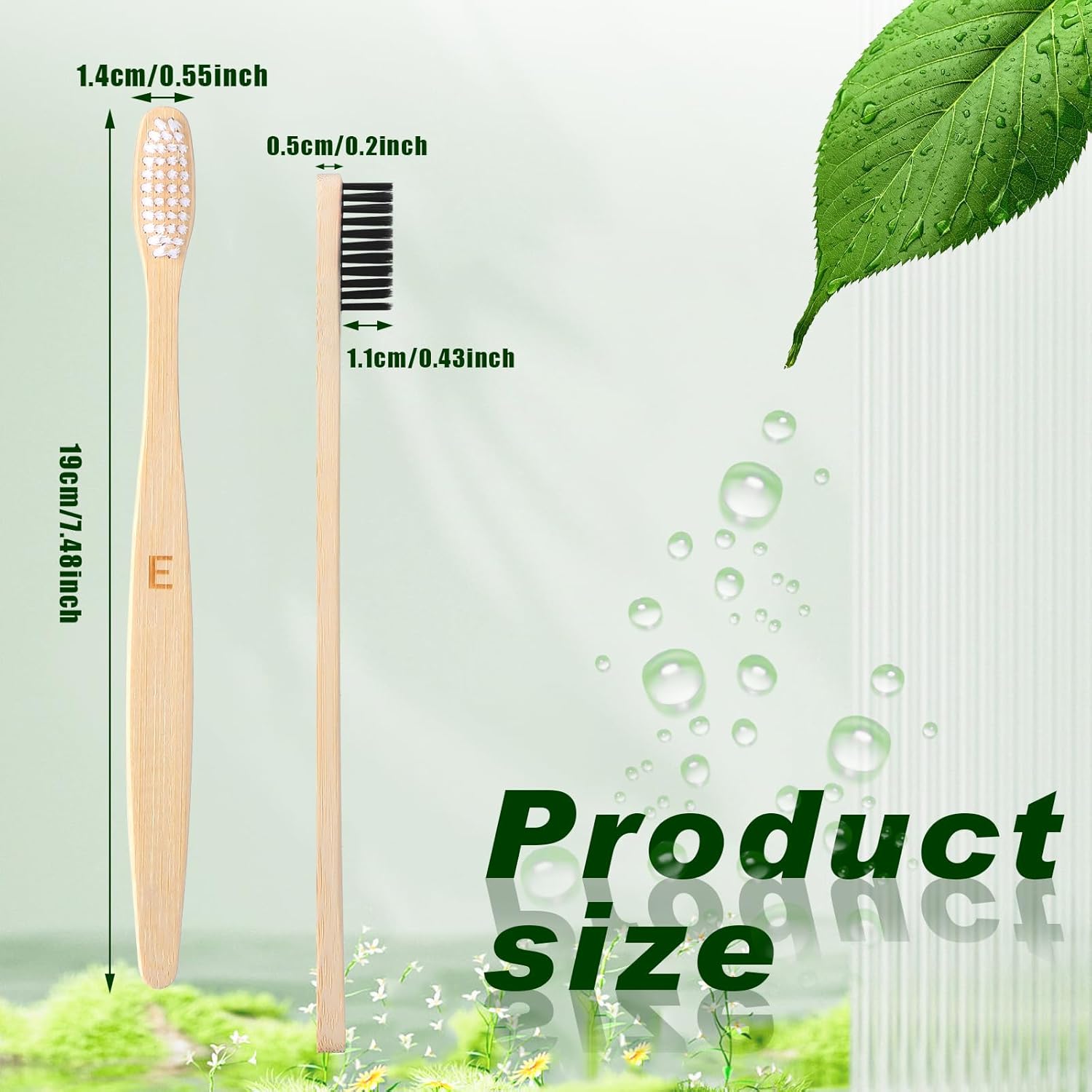 Sieral 120 Pcs 120 Pcs Bamboo Toothbrushes Bulk Soft Bristle Individually Wrapped Travel Toothbrush Eco Friendly Natural Wooden Tooth Brush for Kid Adult Home Travel Use, 7.5 Inch, 12 Colors (Letter)