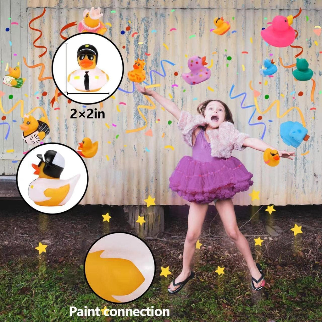 100 Pack Rubber Ducks in Bulk, Assorted Duckies for Jeeps Ducking, Rubber Duckies for Baby Bath Toys, Kids Bath Pool Toys Birthday Gifts Party Favors