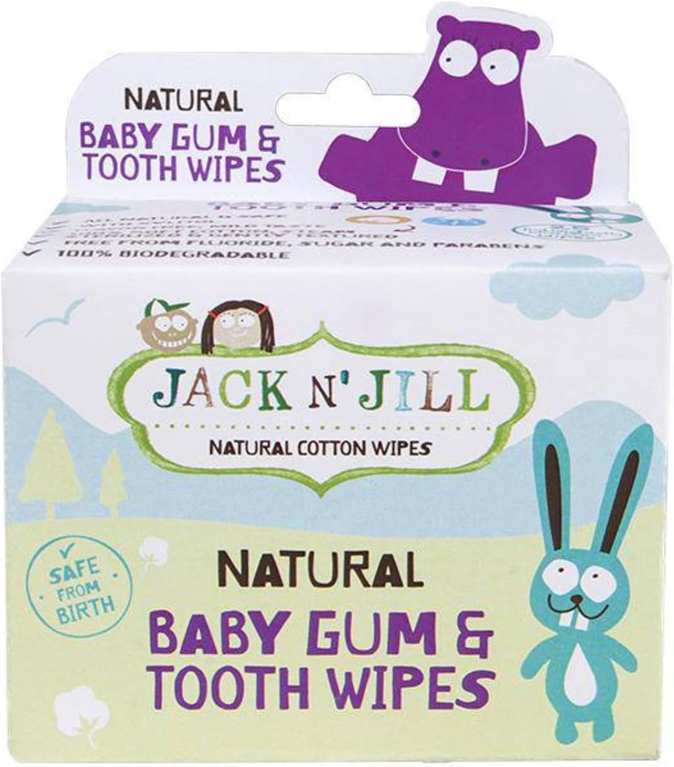 Jack N' Jill Baby Gum & Tooth Wipes - Neutral Flavor - All-Natural & Safe, 100% Soft Cotton, Steam Sterilized, Gently Textured - Fluoride Free, Sugar Free, Parabens Free - 25 Pack