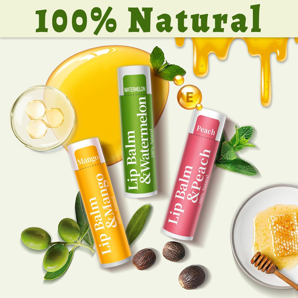 40 Pack of Lip Balm, 12 Flavored Lip Balm in Bulk Natural Lip Balms Set, Beeswax Moisturising & Soothing Lip Balms Bulk Gifts for Women Stocking Stuffers Party Favors(4.2g/0.15oz)