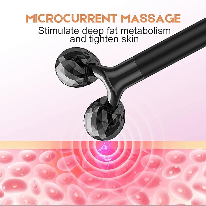 2-IN-1 Beauty Bar Electric Face Massager, 3D Roller and T Shape Arm Eye Nose Head Massager Facial Roller Massager Kit Skin Care Tools