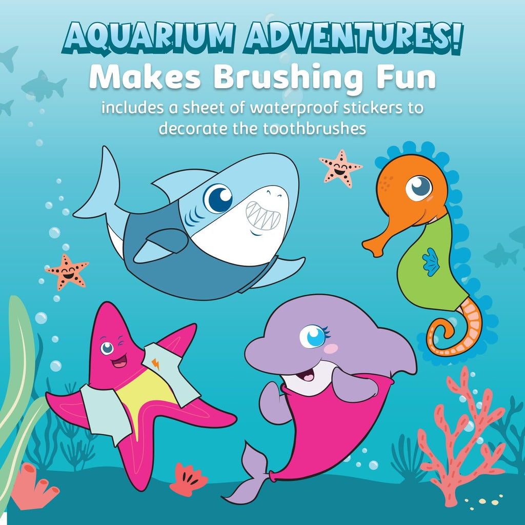 Aquasonic Kids Electric Toothbrush Set for Ages 3+ | Soft Bristles, Oscillating Brush Head, Built-in Battery | Aquarium Adventures