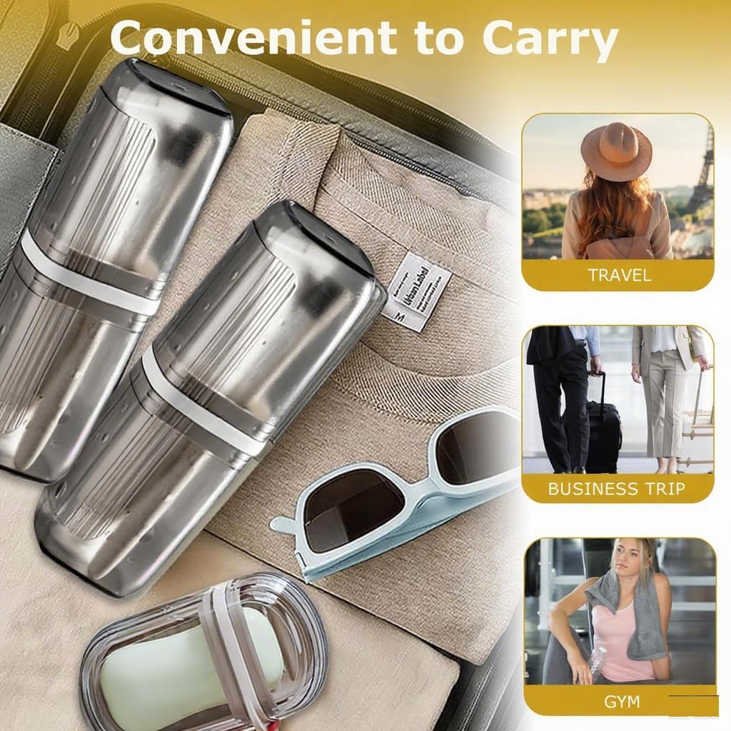 Toothbrush Travel Case - Portable Travel Toothbrush Holder, Toothbrush and Toothpaste Travel case - Large Tooth Brush Cover for Travel, Ideal for Trip, Dorm, Camping, Hiking and Bathroom (Black)