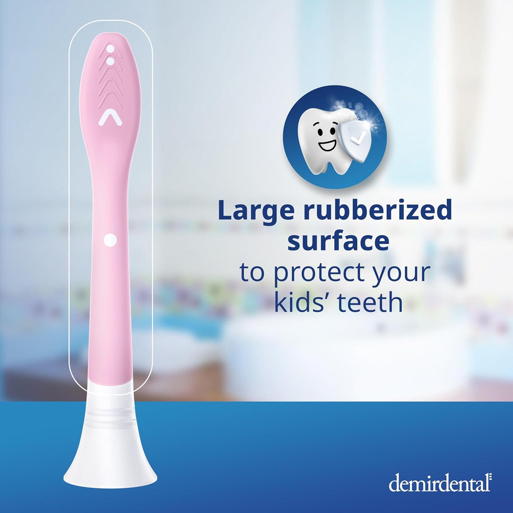 demirdental Kids Toothbrush Heads Compatible with Philips Sonicare Kids Toothbrush Heads - Replacement Heads Sensitive - Brush Heads from Ages 7 to 10 - Pink - Replaces HX6048-8 Pack