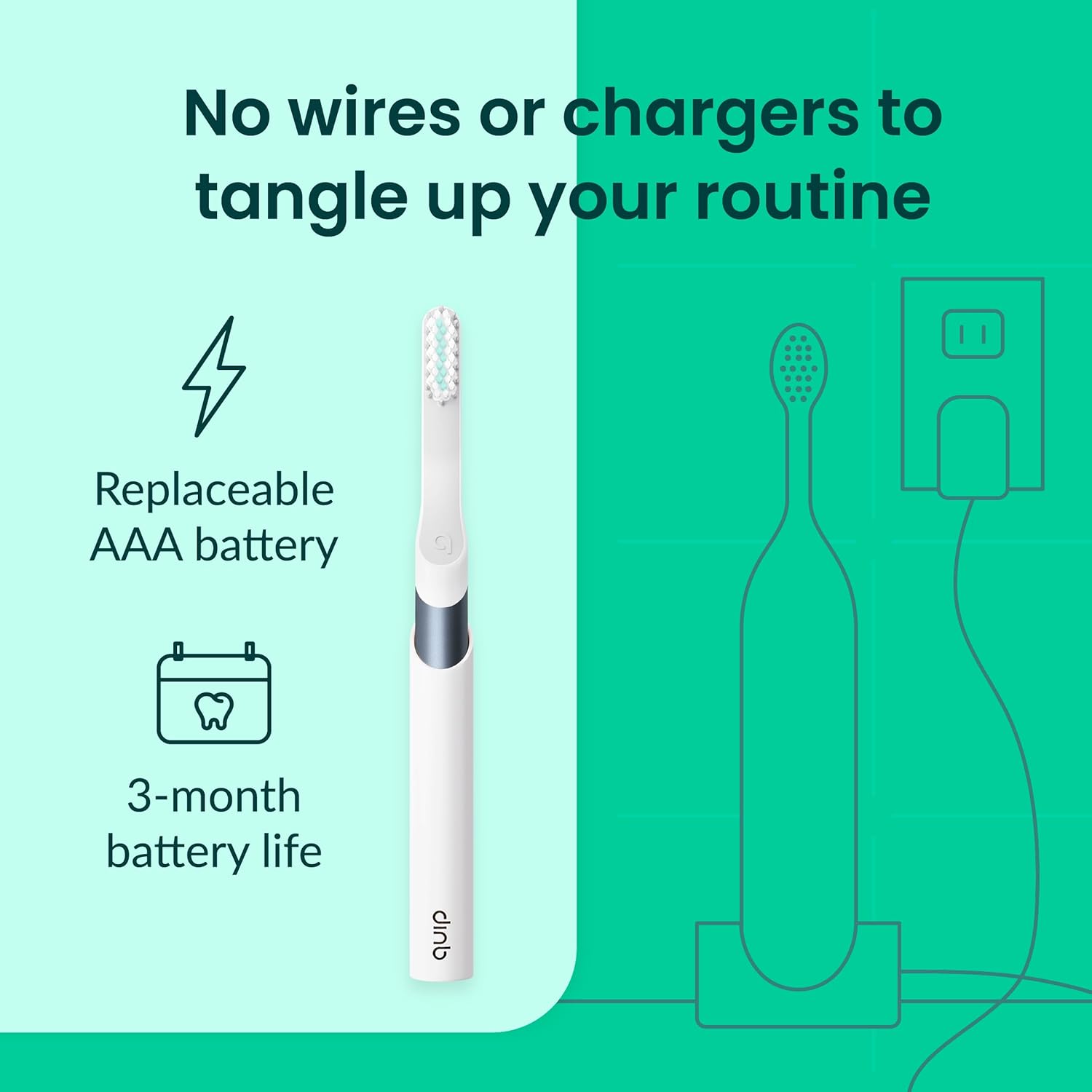 Quip Metal Sonic Electric Toothbrush for Adults - Time Travel & Soft Bristles with Travel Case & Replacement Brush Head - 3 Month Battery Life - Twilight Faded Blue