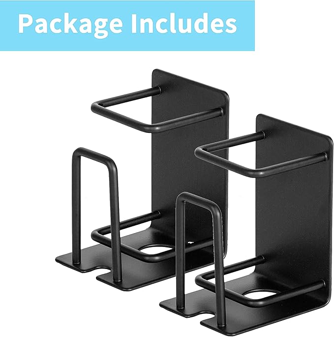 Stainless Steel Adhesive Wall Mounted Toothbrush Holder, 3 in 1 Organizer for Toothbrush, Toothpaste, and Cup (Black (2 Pack))