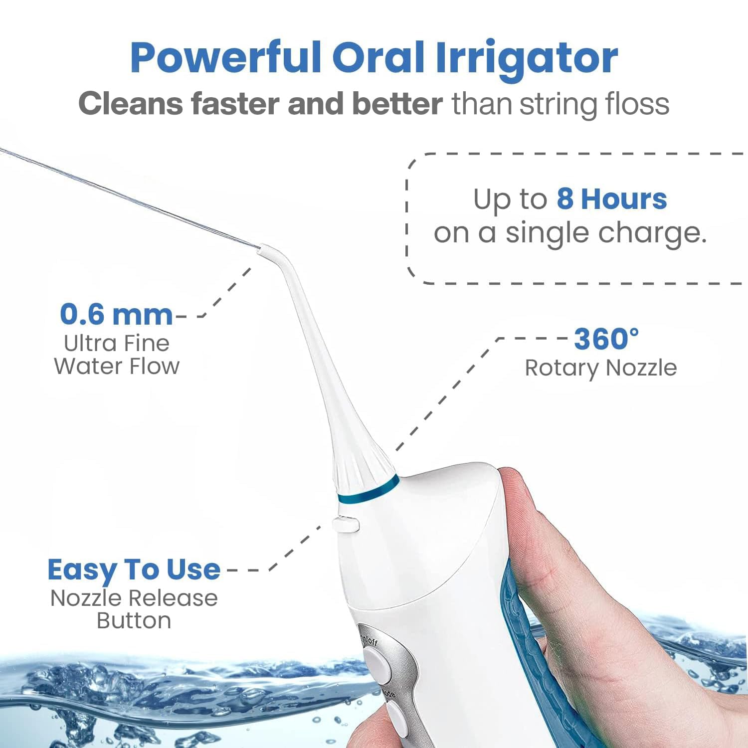 AquaSonic Home Dental Center Rechargeable Power Toothbrush & Smart Water Flosser - Complete Family Oral Care System - 10 Attachments and Tips Included - Various Modes & Timers (White)