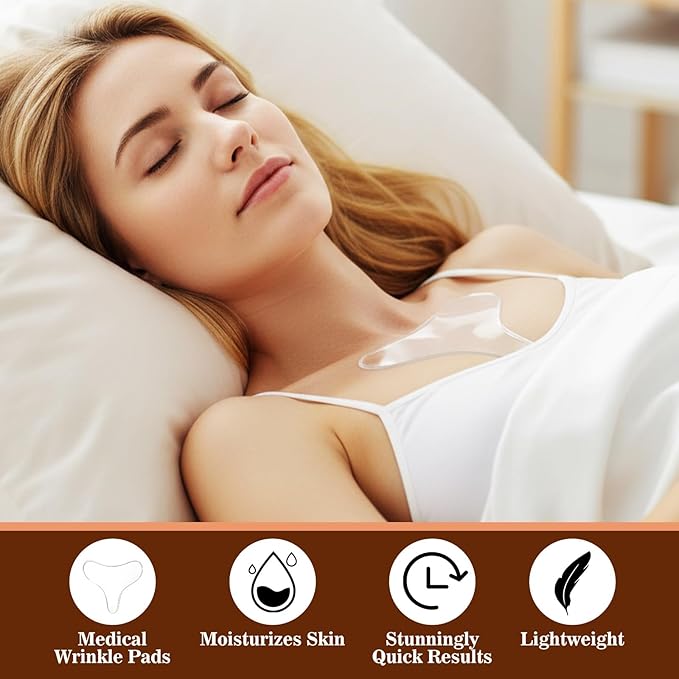 2 Pcs Anti Wrinkle Chest Wrinkle Patches Reusable Silicone Chest Patches Washable Gentle Skincare Silicone Sheets for Women Side Overnight Use WrinkleRemover while Sleeping