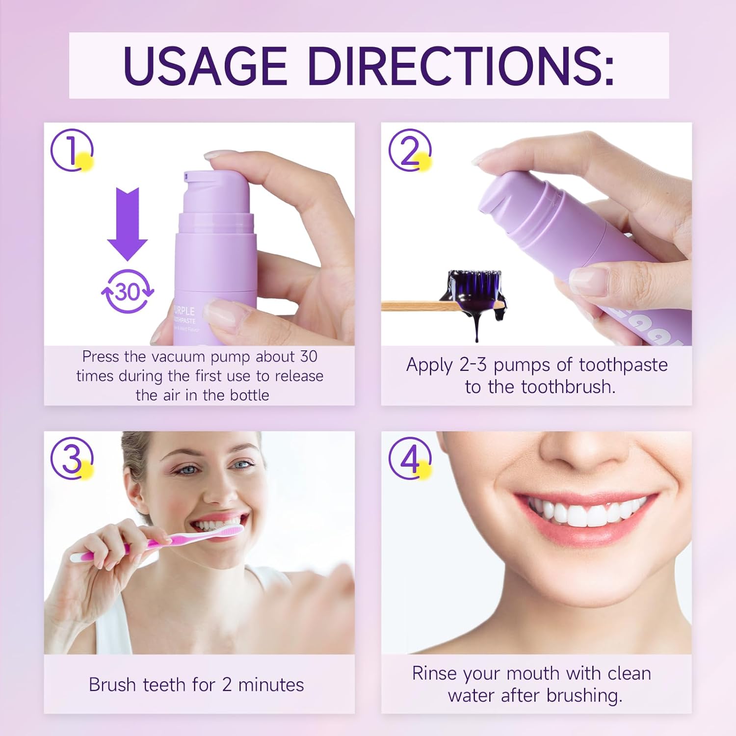 Purple Teeth Whitening - Purple Toothpaste for Teeth Whitening V34 Color Corrector Purple Toothpaste Grape & Mint Flavor for Tooth Stain Removal
