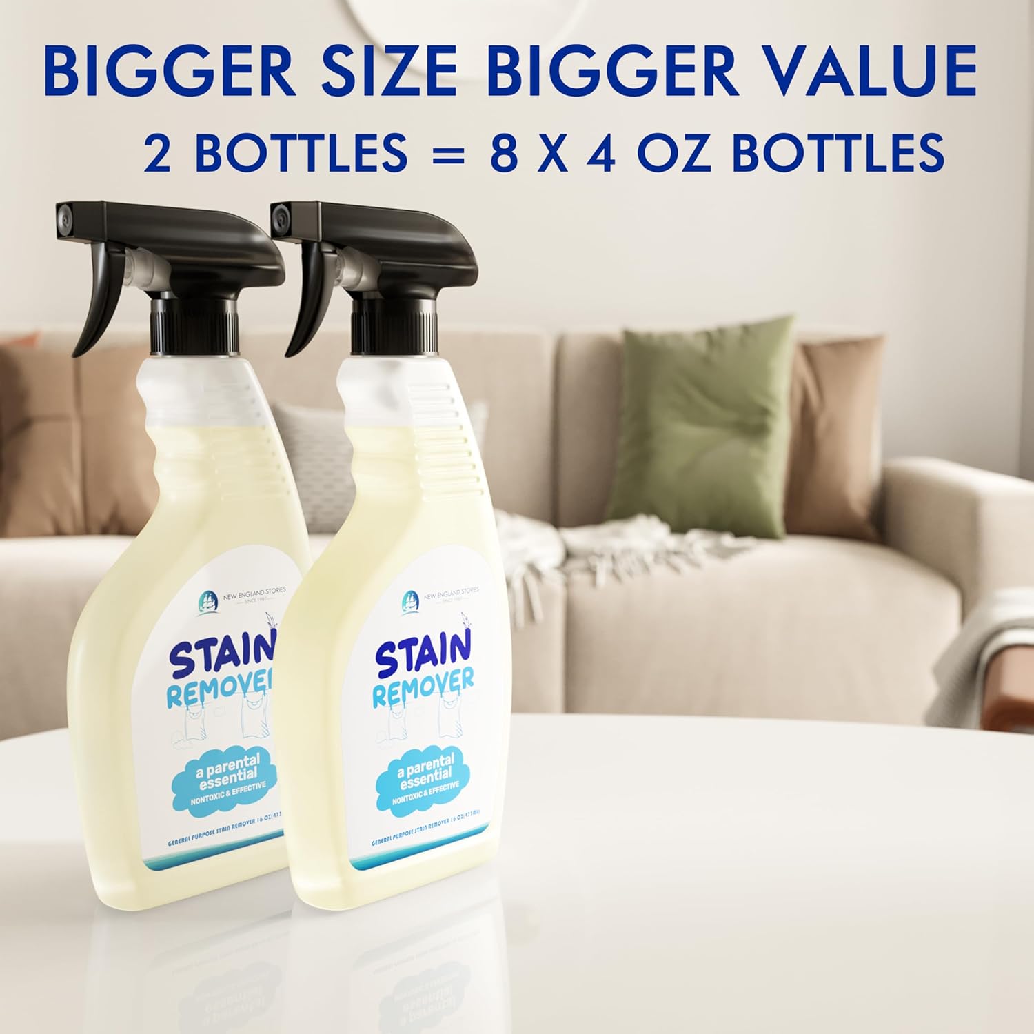 Stain Remover Spray | Gentle Yet Effective for Baby Stains | Non-Toxic, Clean Ingredients, No Added Fragrance | Laundry Spot Cleaner for Clothes & Bedding (16 Fl Oz, Pack of 2)