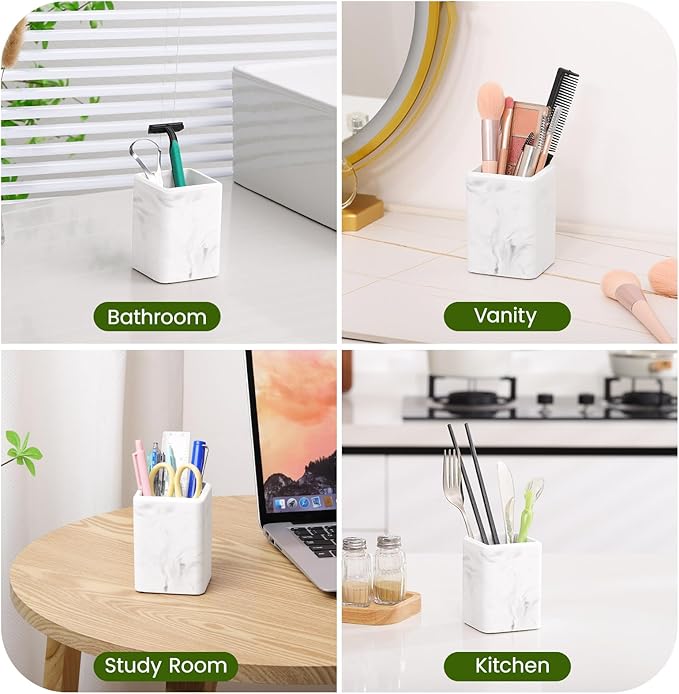 Luxspire Toothbrush Holders, Fast Drying Toothbrush Holders for Bathroom, Diatomite Toothbrush Cups Electric Toothbrush and Toothpaste Holder for Bathroom Countertop, Marble