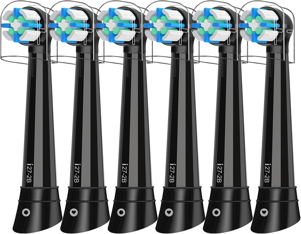 iO Replacement Heads Compatible with Oral B iO Electric Toothbrush,Round Brush Heads for Gentle Gum Care & Deep Cleaning,6PACK,Black