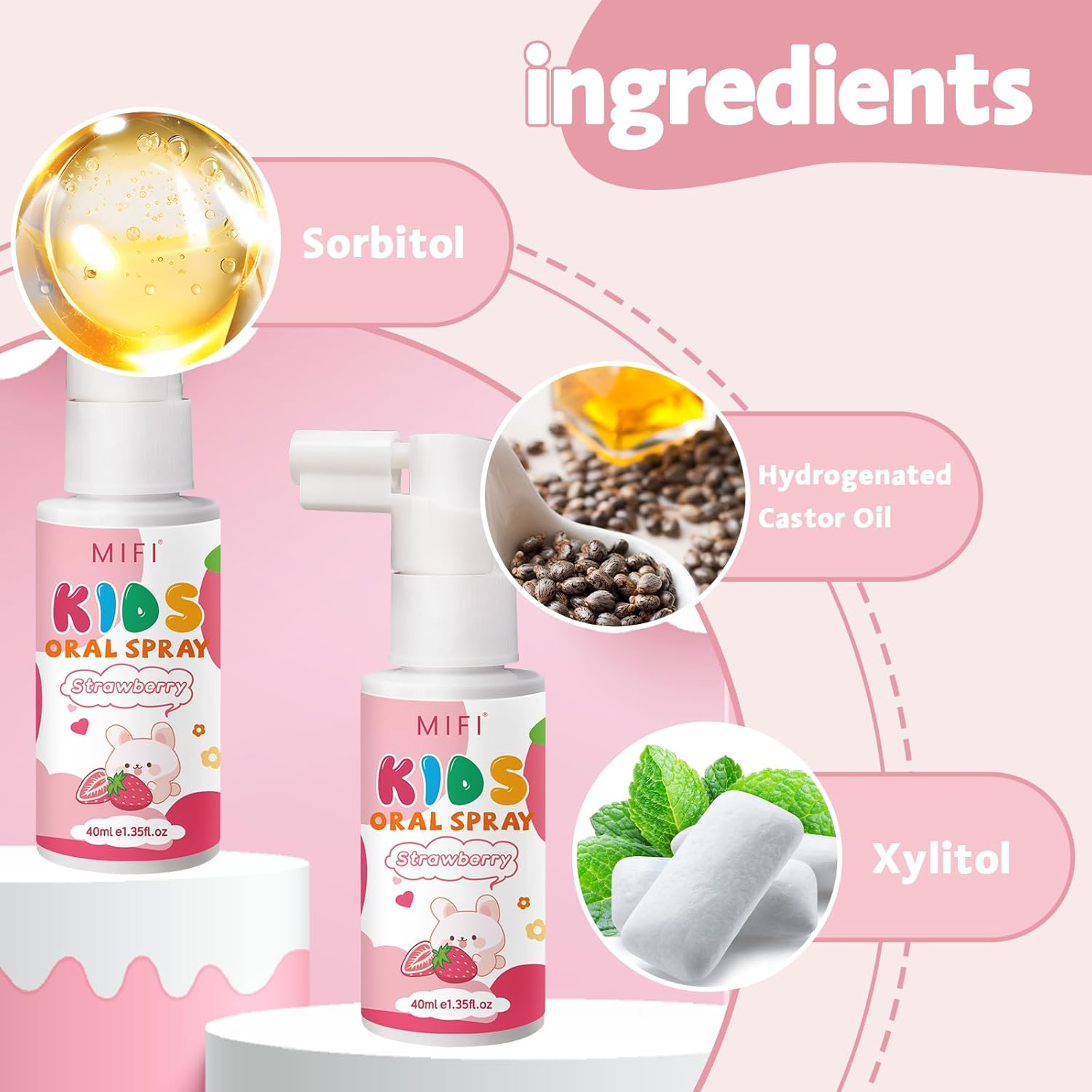 PEGO Kids Oral Spray - Fresh Breath for Children & Toddlers, Fruit-Flavored Oral Care Spray, Easy to Use, Perfect for Home & Travel for Baby's Daily Oral Care (1Pack, Strawberry)