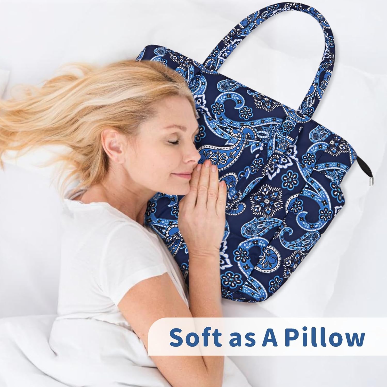 TOPDesign Puffer Tote Bag for Women, Lightweight Puffy Handbag with Compartments, Quilted Shoulder Bag for Work, Travel, Gym