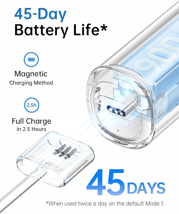 Laifen Wave Electric Toothbrush, Oscillation & Vibration Sonic Electric Toothbrush for Adults with 3 Brush Heads, IPX7 Waterproof ADA Accepted Travel Powered Toothbrush ABS(White)