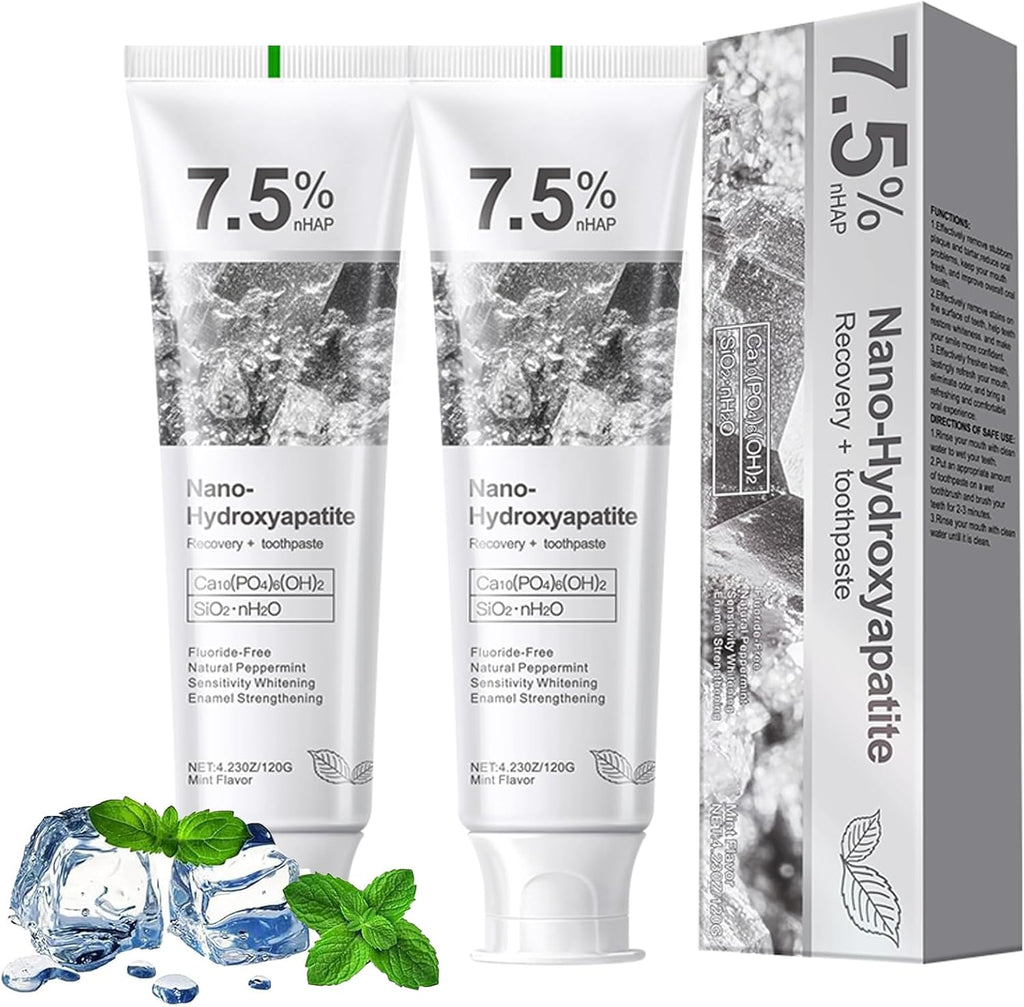 2PCS 7.5% Hydroxyapatite Toothpaste for Advanced Enamel Protection,Appropriate for Sensitive Teeth,Gentle and Effective Formula,Fresh Mint,4.23 oz