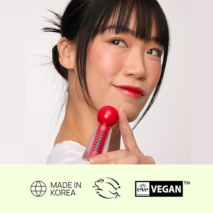 MIXIK Juicy Lip Tint, Hydrating Water-Based Lip Stain and Tint that feels light and fresh for Dewy and Radiant lips, Formulated with Blue Agave Extract for long lasting Moisturizing (Cherry Pop)