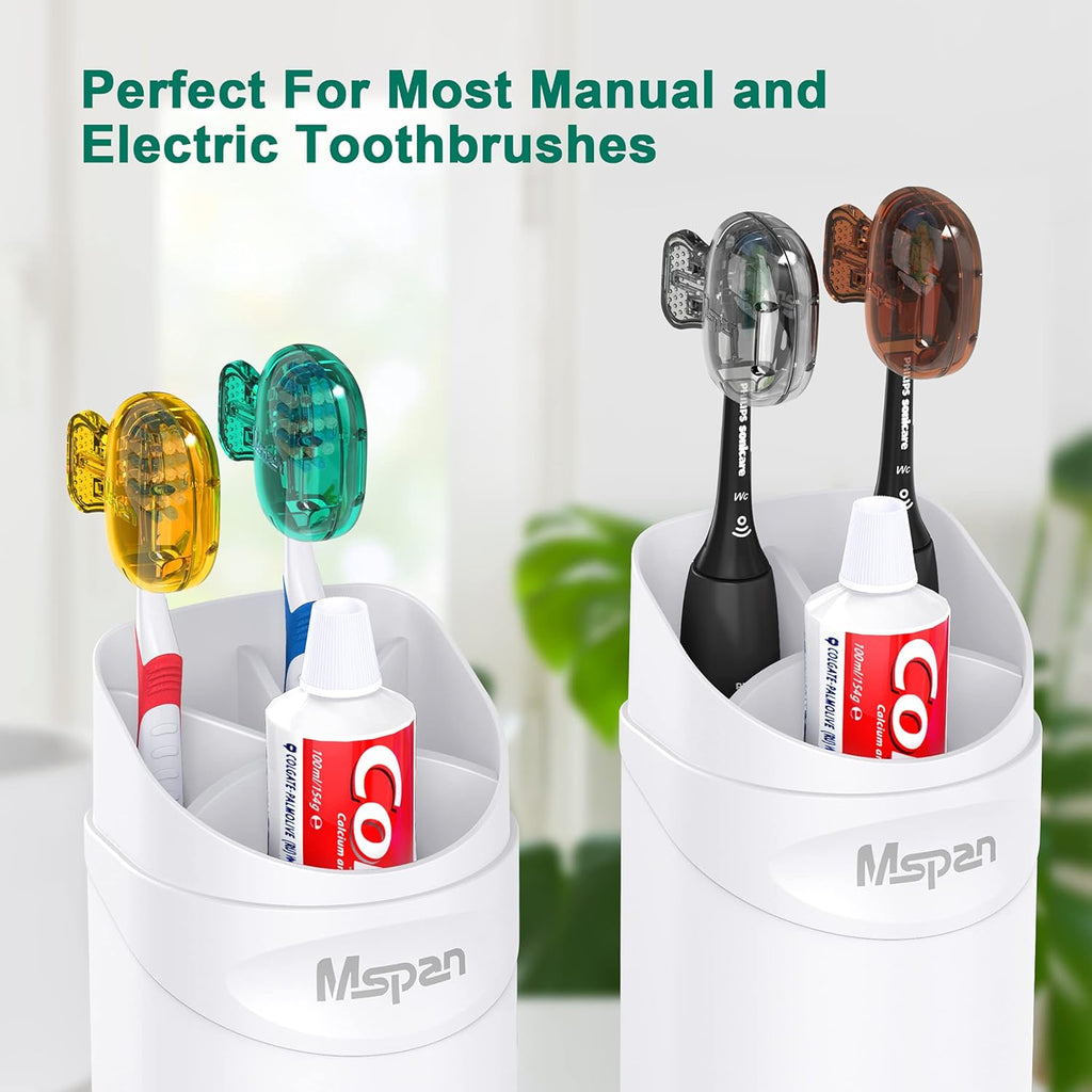 Mspan Toothbrush Protector Travel Cover: Brush Head Cap Cute Clip Case Bulk Guard - Oral Care Accessories Pod for Kids Adults