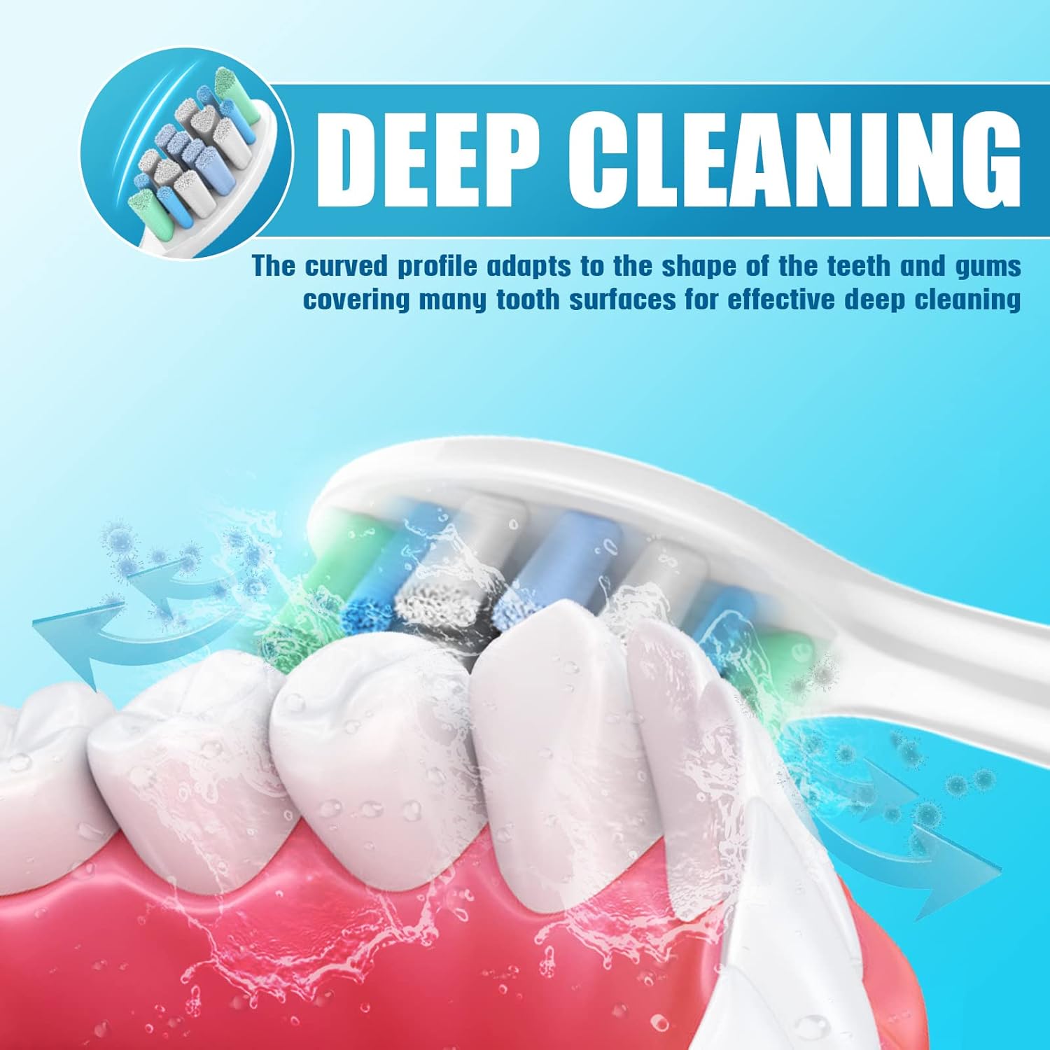 Replacement Toothbrush Heads for Philips Sonicare：8 Pack Soft Replacement Electric Brush Head Compatible with Phillips Sonicare Snap-on System