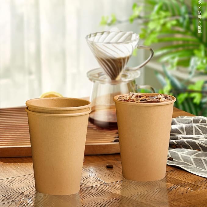 1000 Pack 12 OZ Paper Cups, Brown Kraft Disposable Paper Coffee Cups 12 oz, Unbleached Paper Cups for Hot/Cold Beverage Party, Picnic, Travel, and Events.