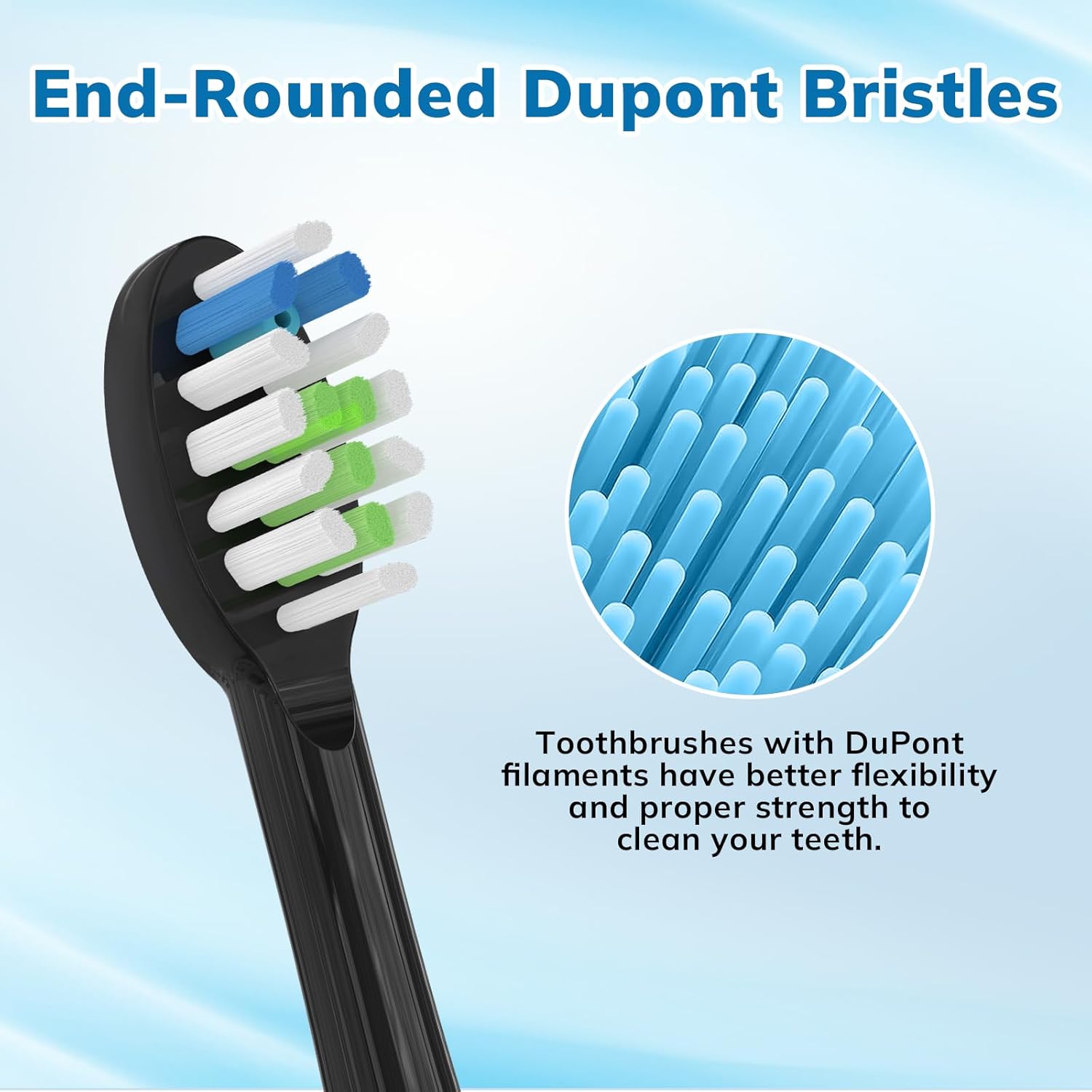 6 Pack Replacement Replacement Brush Heads for Waterpik Sonic Fusion Flossing Toothbrush Compatible with Sonic Fusion SF01/SF02 and Sonic Fusion 2.0 SF03/SF04- Black with Caps