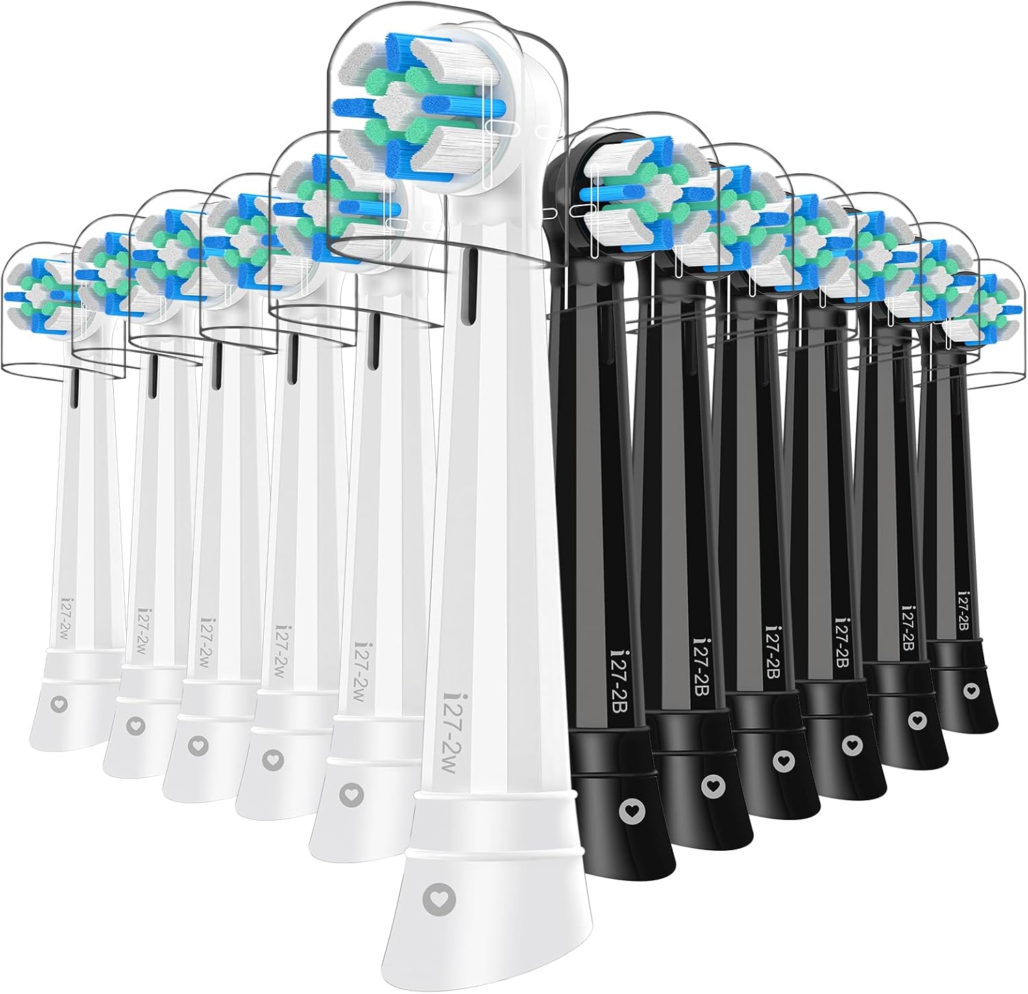 12 Pack Replacement Heads with Medium Soft Bristles Compatible with Oral b IO 2/3/4/5/6/7/8/9/10 Series Electric Toothbrush, IO Brush Heads Compatible with Oral b (Black/White)