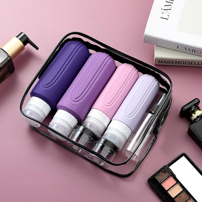 16 Pack Travel Bottles for Toiletries, Oversize 6oz Silicone Travel Containers, Leak Proof Refillable Liquid Shampoo And Conditioner Travel Essentials