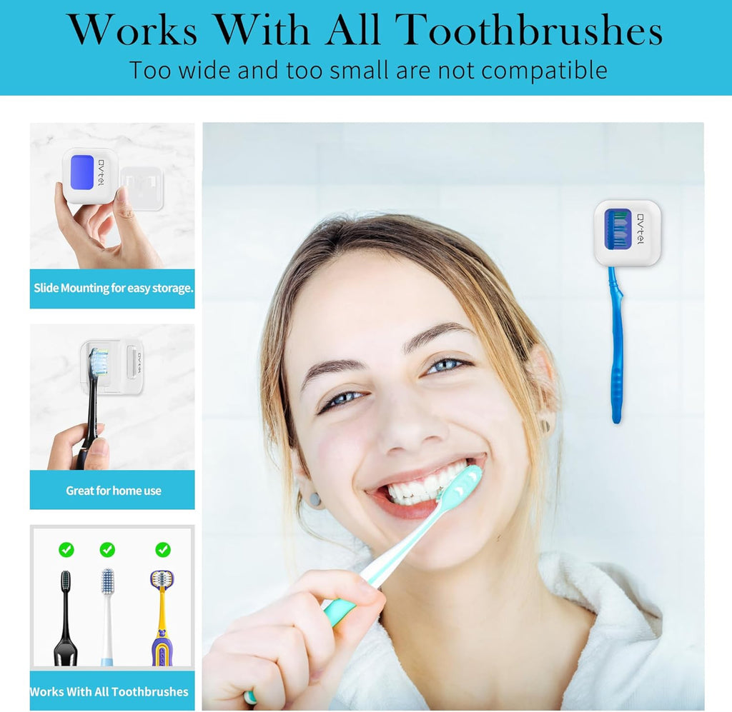 Wall Mounted Toothbrush Holder & Toothbrush Cleaner, Travel Toothbrush Case -Manual/Electric Toothbrush Covers for Any Toothbrush Head - Rechargeable Travel Toothbrush Case with Cover, Clean for Home