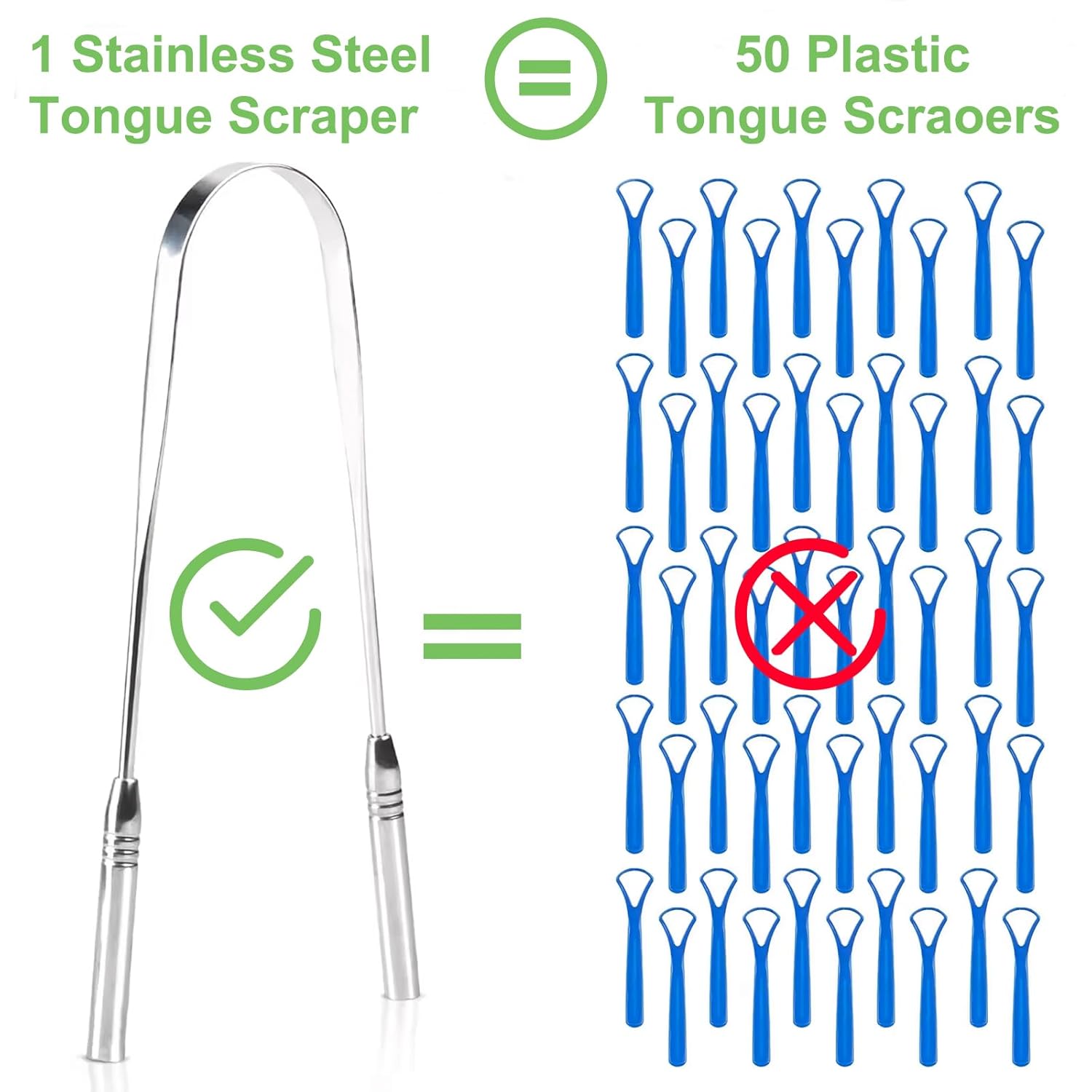 2-Pack Stainless Steel Tongue Cleaner with Travel Cases, Reusable Oral Hygiene Tool for Fresh Breath, Rust-Resistant Metal Tongue Brush for Adults