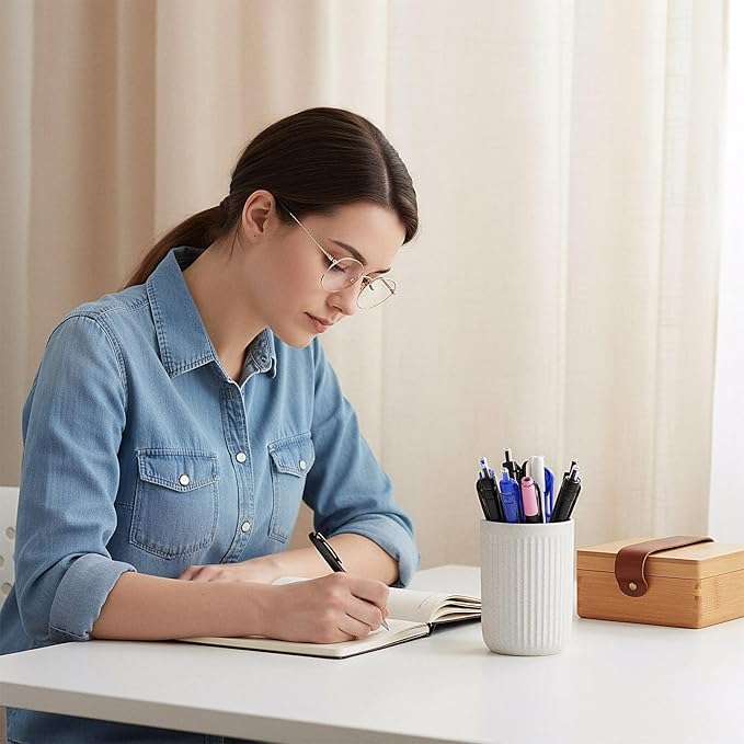 Toothbrush Holders for Bathrooms, 3 Cups Ceramic Tooth Brush Holders Set, Beige Bathroom Tumbler Cups Reusable Toothbrush Mouthwash Cup for Bathroom Counter Organizer