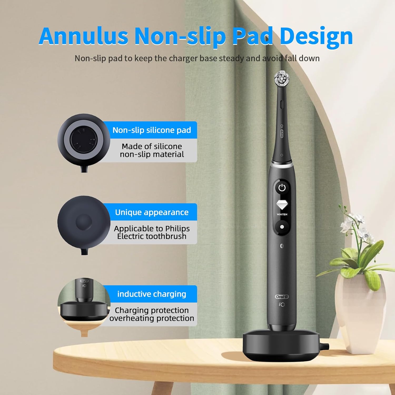 Charger for Oral B iO iO7 iO8 iO9 Electric Toothbrush, Model 3768 Magnetic Replacement Charger for Oral-B iO Electric Toothbrushs,Black（Incompatible IO4/5/6