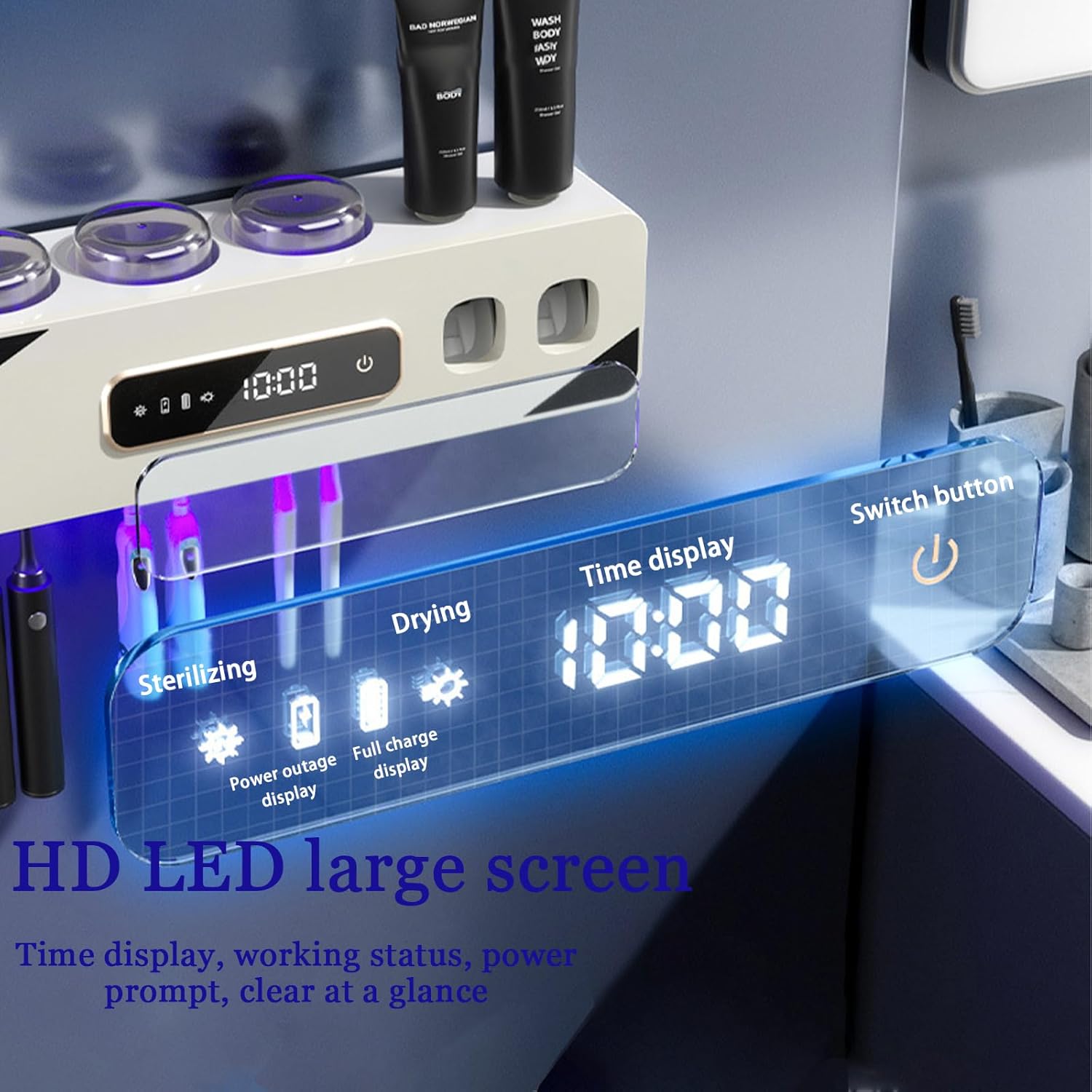 Automatic Toothpaste Dispenser,Rechargeable Toothbrush Holders for Bathrooms,3 Cups Electric Toothbrush Holder Wall Mounted with Toothpaste Dispenser Bathroom Decor (White)