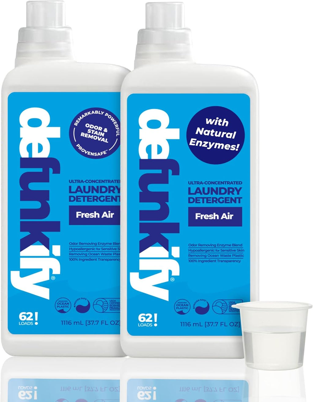Laundry Detergent 62 Load/37.7 FlOz (2-Pack). 'Fresh Air' Liquid Laundry Detergent for Sensitive Skin. 'ProvenSafe' Laundry Soap Washing Detergent w/Odor & Stain Remover for Activewear & All Fabrics