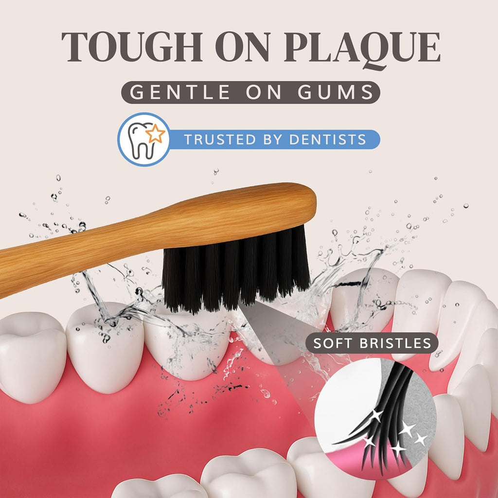 Bamboo Electric Toothbrush Heads | Compatible with Aquasonic Electric Toothbrush | 4 Brush Heads with Soft Bristles | Plant-Based Adult Size Replacement Heads