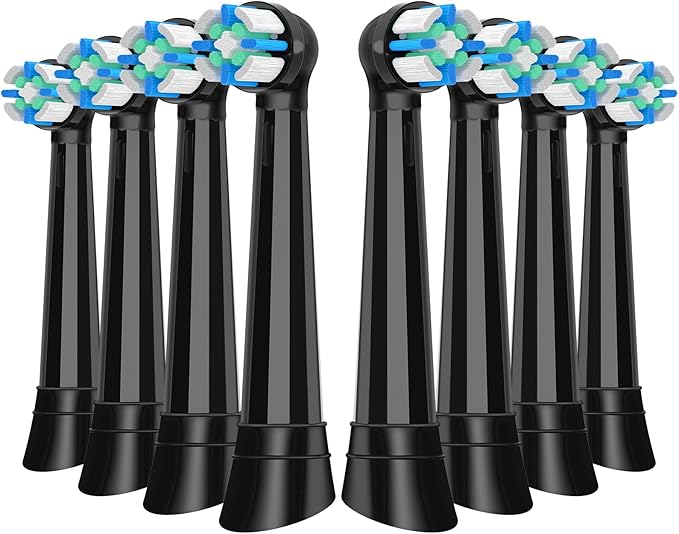 8 Pcs iO Replacement Heads Compatible with Oral B iO 2/3/4/5/6/7/8/9/10/Deep Clean Series Electric Toothbrush, IO Toothbrush Heads, Brush Heads with Medium-Hard bristles Care Your Teeth (Black)