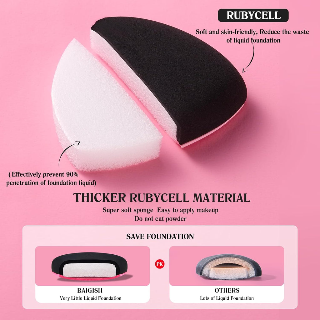 Makeup Sponge Set For Foundation Concealer, Triangle Powder Puff Soft Sponges Blender, Latex Free Blender Sponge For Liquid, Cream, and Powder Seamless & Flawless Makeup (RoseRed 3Pack)