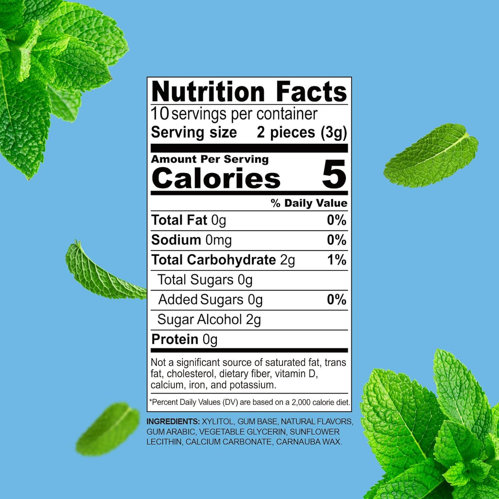 DC24 DAILY CARE 100% Xylitol Gum, Aspartame Free, Sugar Free Peppermint Chewing Gum, Natural Flavors, Gluten Free, Vegan, 20 Pieces, Pack of 5