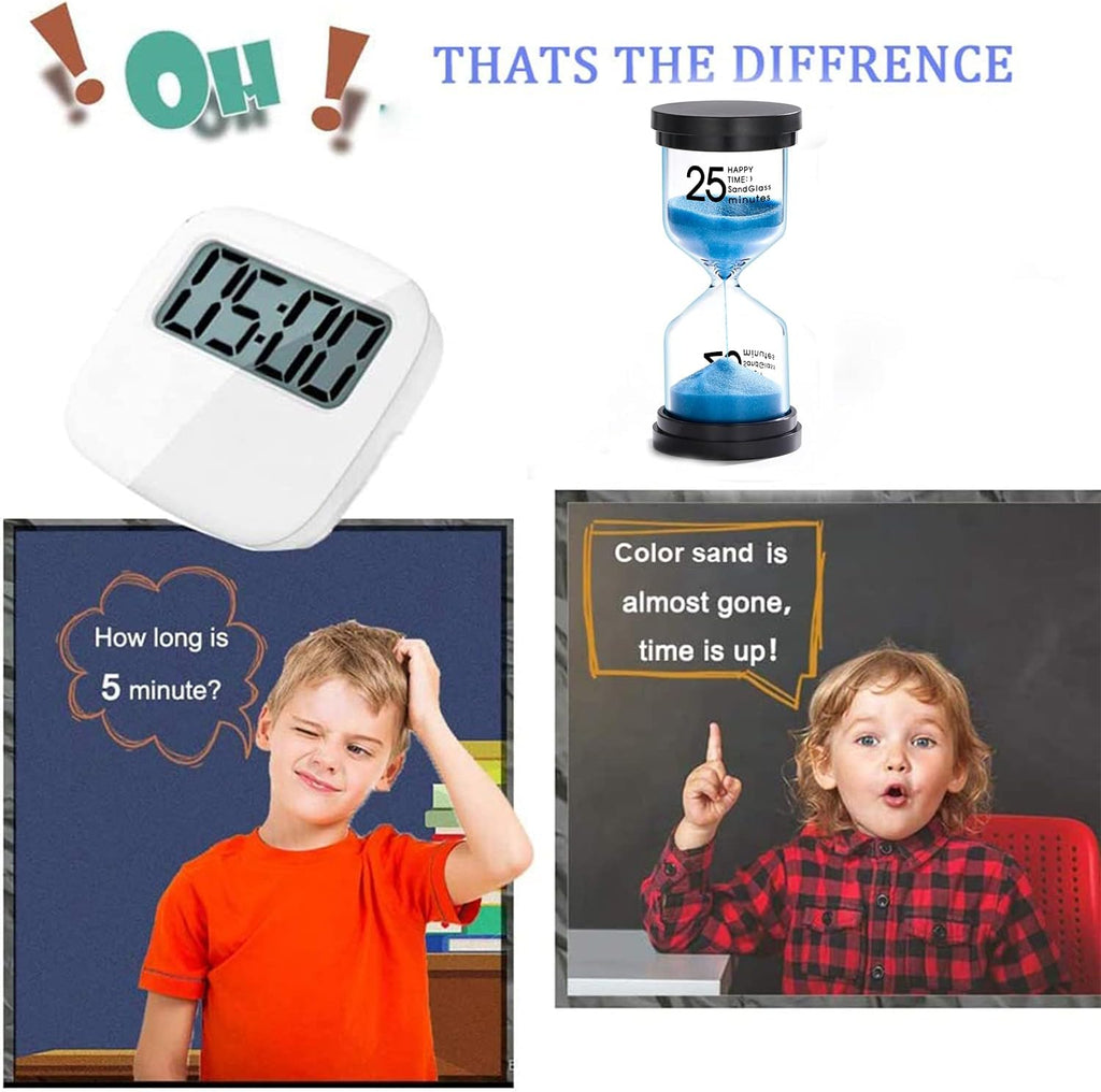 25 Minute Sand Hourglass Timer: Plastic Sand Clock 25 Min, Extra Blue Reloj De Arena, Unity Hour Glass Colorful Sandglass Timer for Kids, Games, Classroom, Kitchen, Decoration