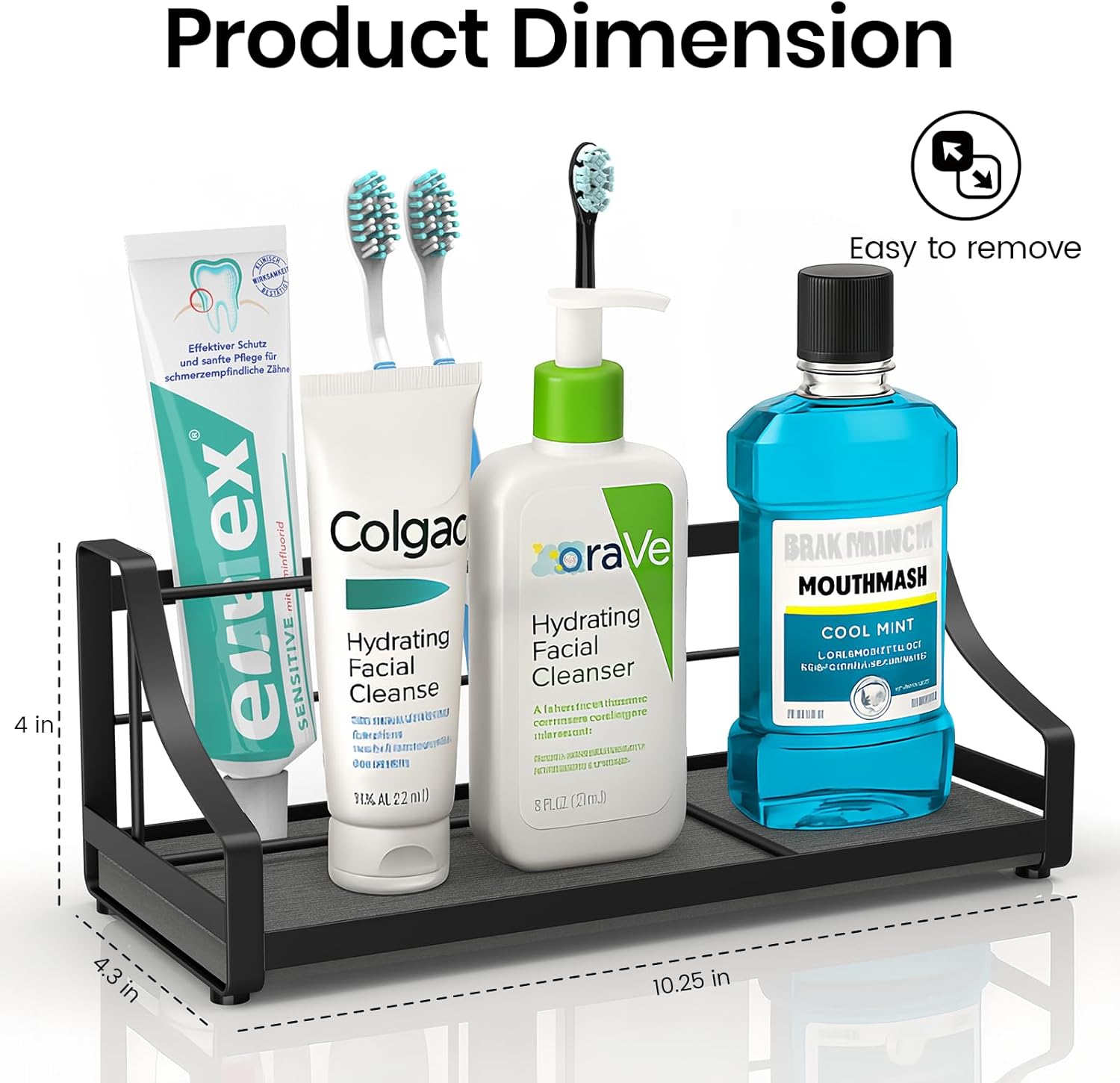 BOTEMY Toothbrush Holder with Instant Drying Stone - Bathroom Counter Organizer, Kids Electric Toothbrush Toothpaste Holders, Bathroom Sink Organizers and Storage,Black