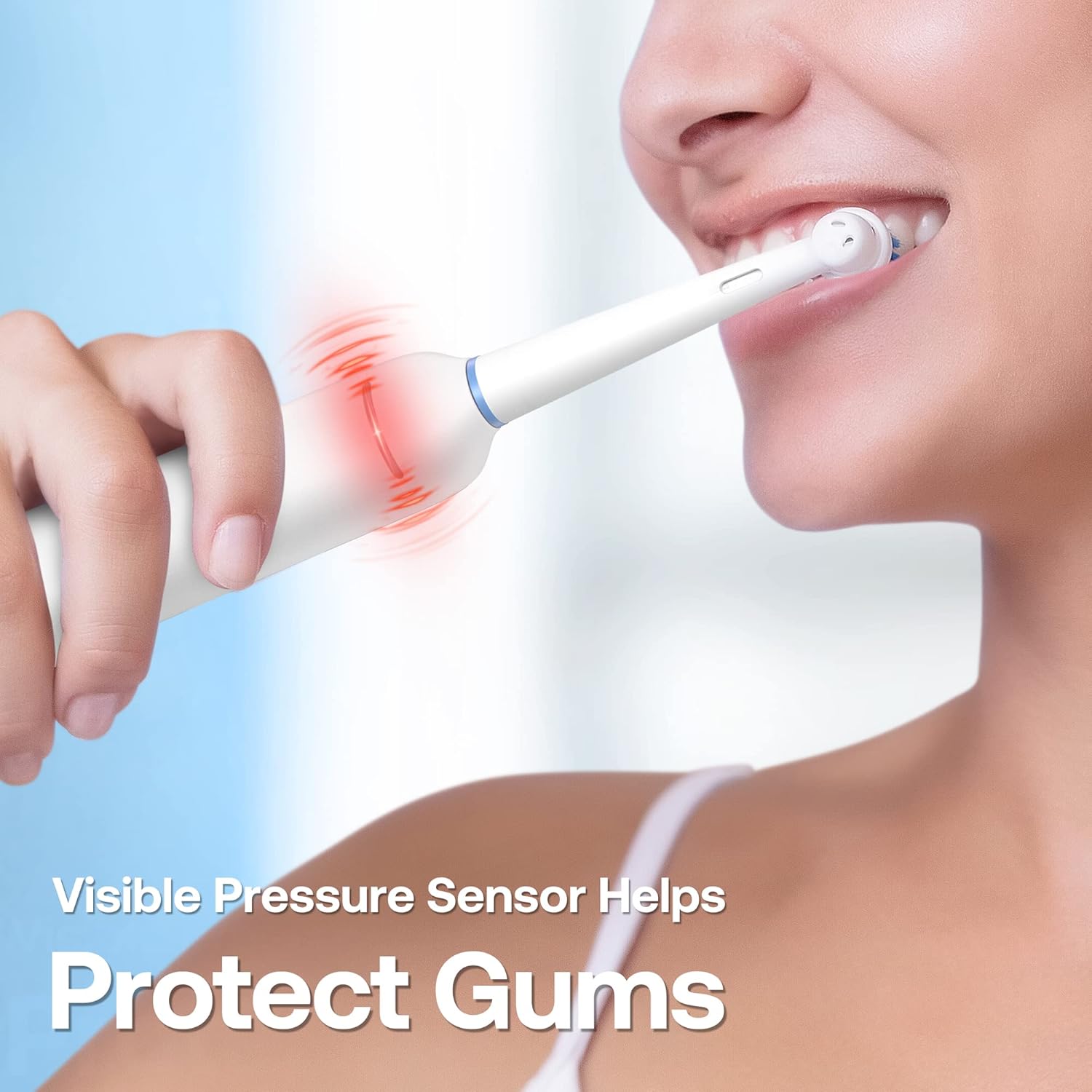 Bitvae R2 Rotating Electric Toothbrush for Adults with 8 Brush Heads, 5 Modes Rechargeable Power Toothbrush with Pressure Sensor, White