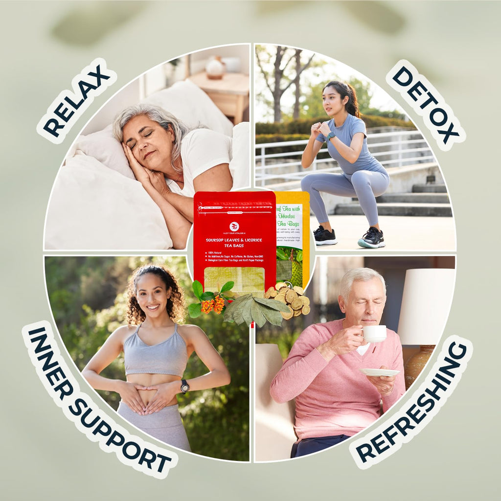 Graviola Soursop Leaf Tea Samplers with Celastrus Hindsii & Licorice - 10 Count + Bamboo Tong, Corn Based Tea Bags, Natural Herbal Tea for Comfort Relax, Re-Steep Hoja De Guanabana