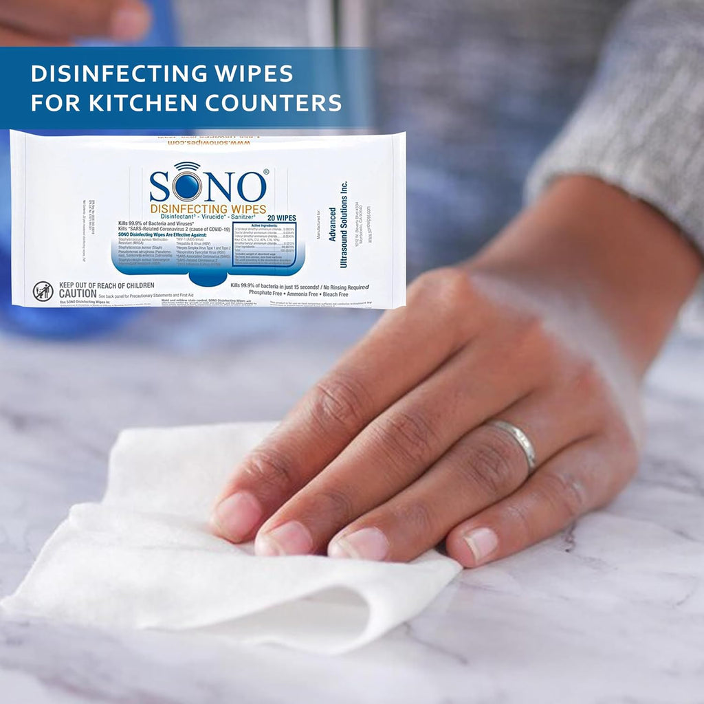 SONO Disinfecting Wipes - Medical-Grade, Alcohol-Free, No Bleach - Multi-Surface Cleaning Wipes for Home, School, Office - 12 packs with 80 wipes