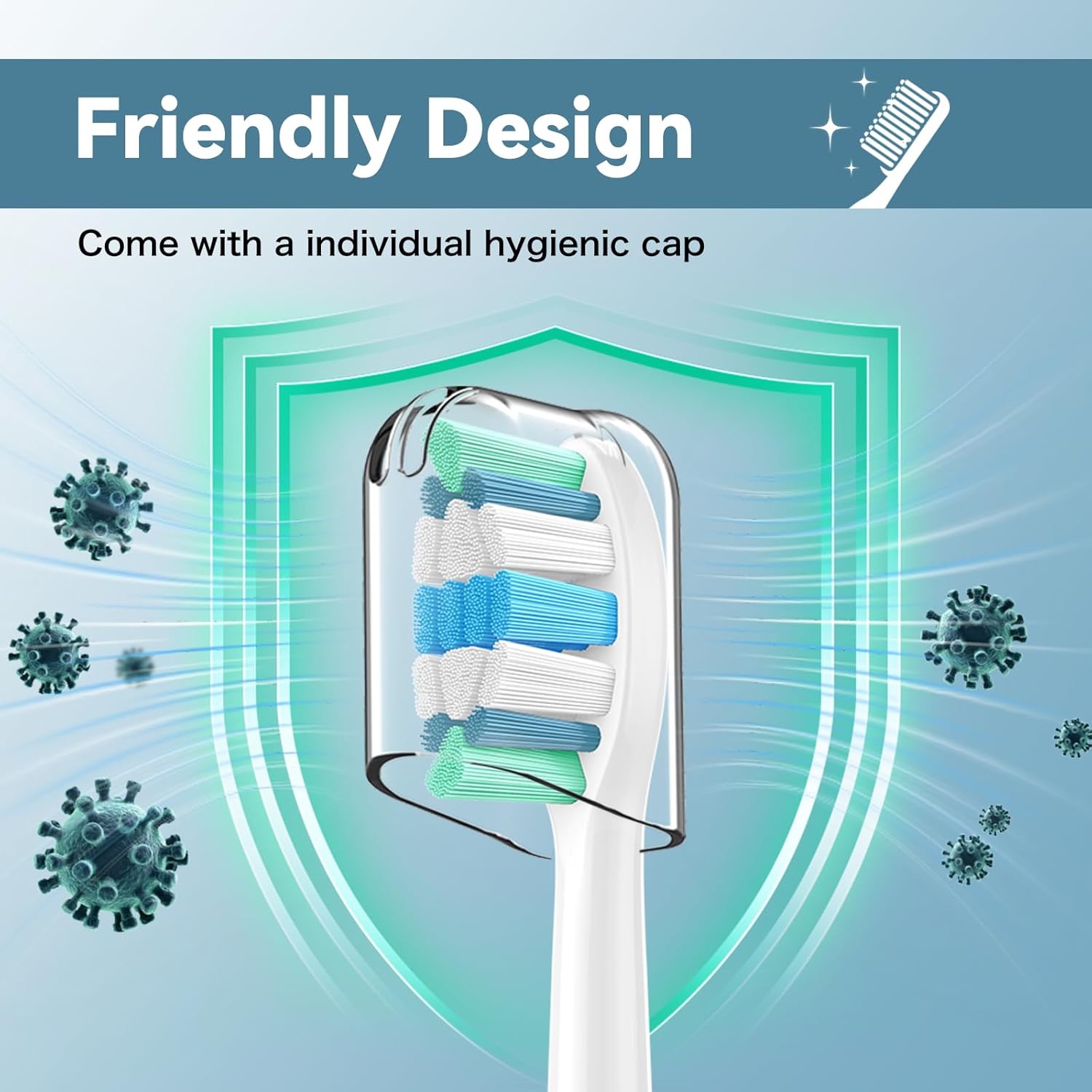 Toothbrush Heads for Philips Sonicare Replacement Brush Heads with Protective Cover Soft Dupont Bristles Electric Toothbrush Replacement Heads for Oral Health, 16 Pack