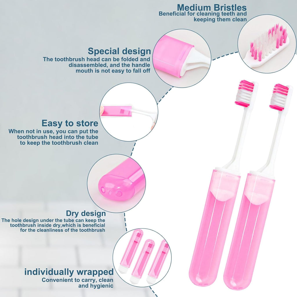 Travel Size Toothbrush Bulk Disposable Toothbrushes Individually Wrapped ,Mini Toothbrush With Toothbrush Cover Folding Toothbrushes Camping Toothbrush for Camping,Hiking,Traveling,School (300)