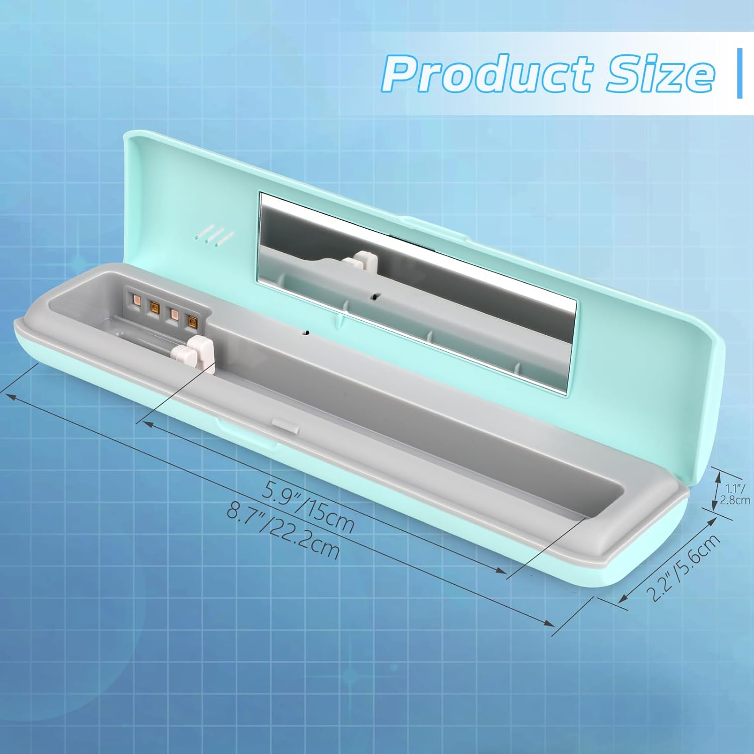 YourMate UVC Toothbrush Case Travel Toothbrush Covers Case for Houshold and Traveling Power by AA Battery or USB-C Blue