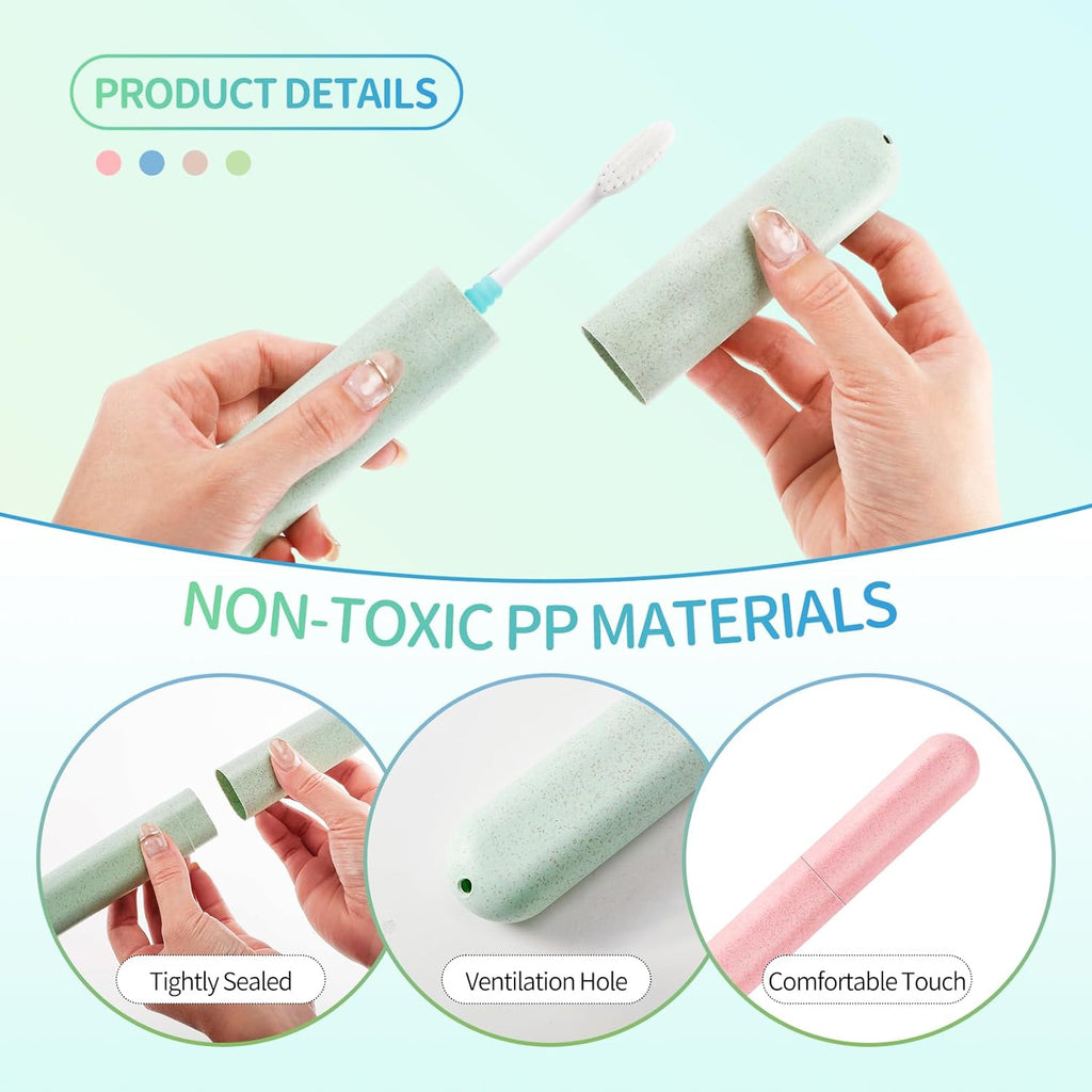 28 Pack Travel Toothbrush Holder,Travel Toothbrush Case,Portable Breathable Toothbrush Container,Dust-Proof Plastic Toothbrush Holders for Travel Camping Trips School Home(4 Colors)
