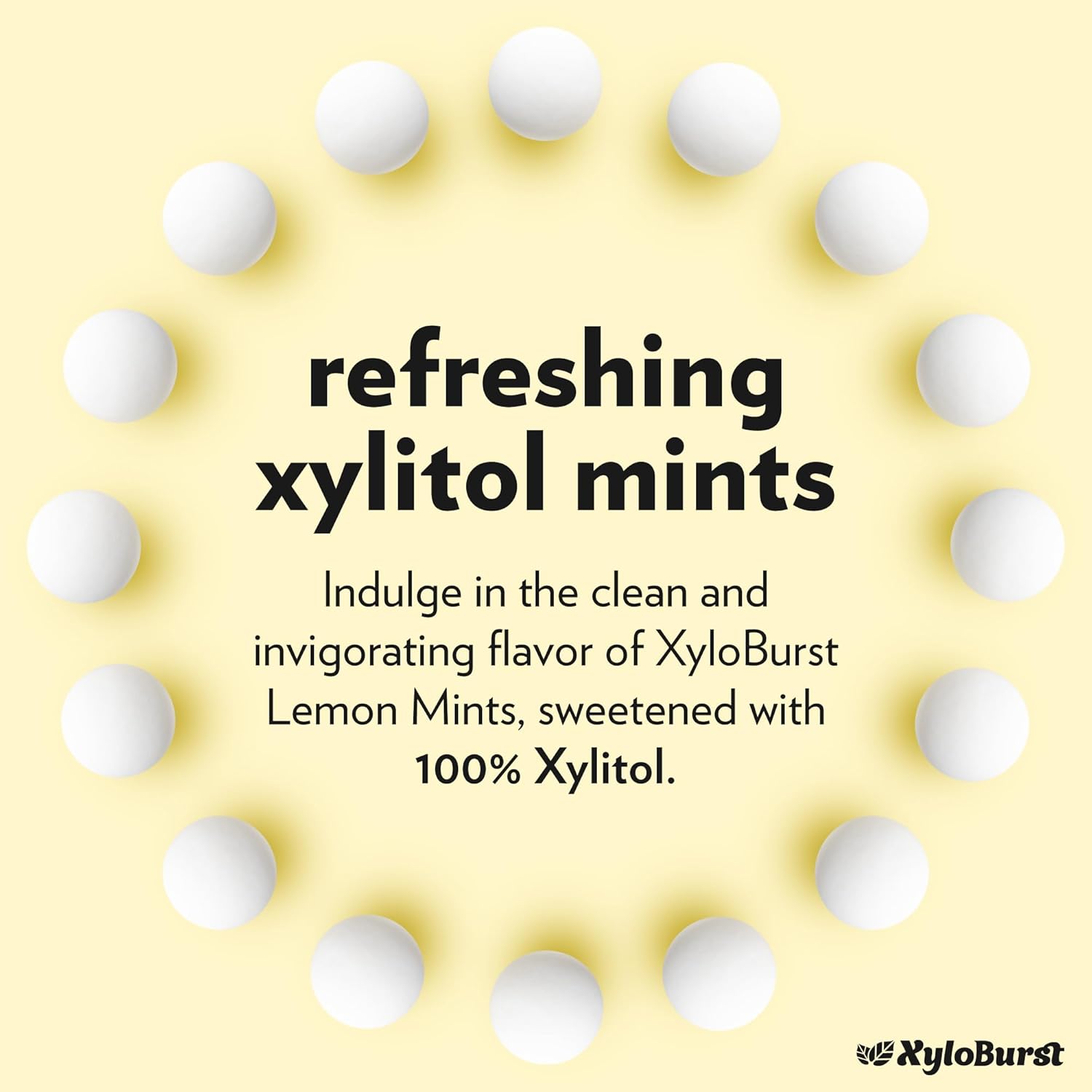 XyloBurst - Xylitol Mints | Sugar Free Breath Mint for Oral Health | Gluten Free, Vegan, Keto Friendly | Aspartame Free Mints | Lemon | 200 Count Jar