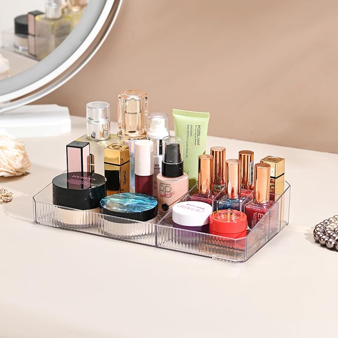 ZHIAI stackable storage drawers, acrylic storage rack, cosmetics and beauty products organizer, suitable for makeup room, bathroom, pantry, home bedroom storage