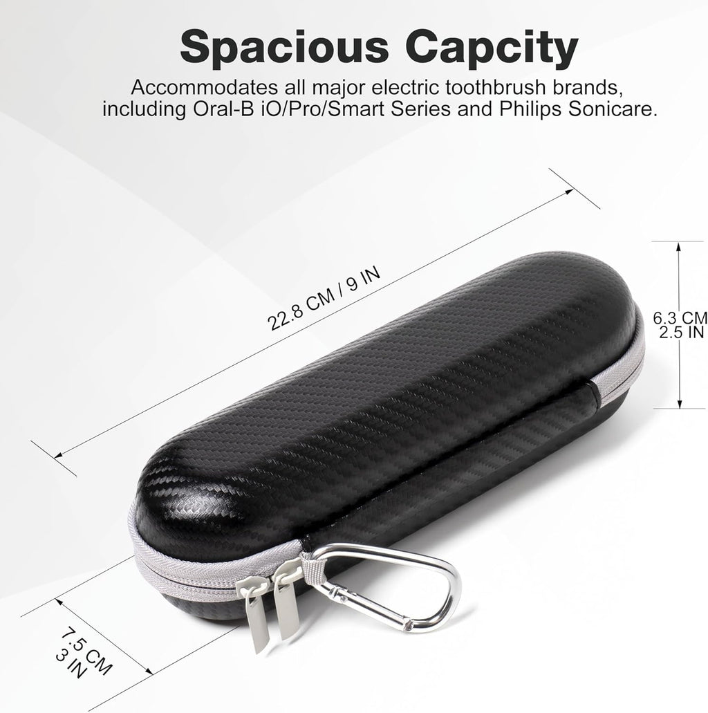 Nincha Hard Shell Electric Toothbrush Case - for Oral-B iO/Pro/Smart Series, Philips Sonicare Electric Toothbrush, Bigger Size Travel Case Fits all Powered Toothbrushes and Accessories Black