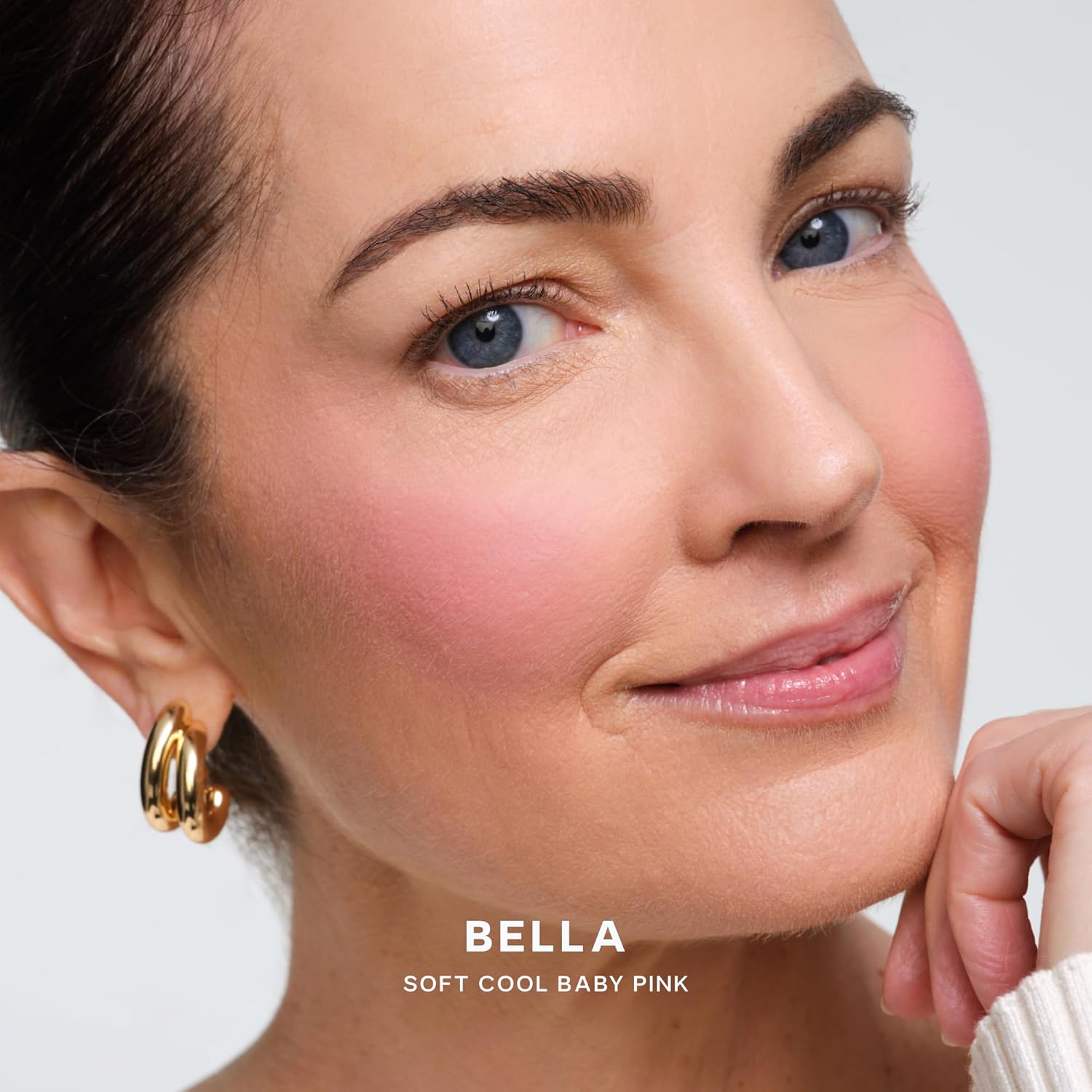 Saie SuperSuede Baked Blush - Talc-Free Powder Blush for Cheeks Infused with Hyaluronic Acid, Glycerin + Squalane - Hydrating Face Makeup for a Natural, Diffused Flush of Color - Bella (0.1 Ounce)